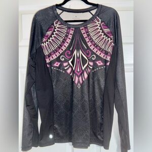 Athleta Black and Purple Long Sleeve Top